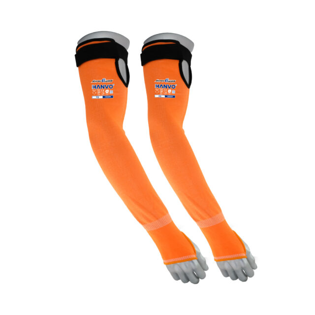 HANVO’s 13‑gauge HPPE / glass‑fiber / steel cut‑resistant arm sleeve delivers ANSI A4 cut‑level D forearm protection with maintained dexterity. 47 cm extra‑extended length supplies superior forearm coverage for high‑risk applications. Thumb‑slot prevents sleeve slippage during active work. Adjustable top velcro closure brings personalized snug fit for upper‑arm wearing. This high‑performance forearm protective sleeve is ideal for glass handling, metal fabrication, machinery and equipment, facility maintenance and warehousing operations.