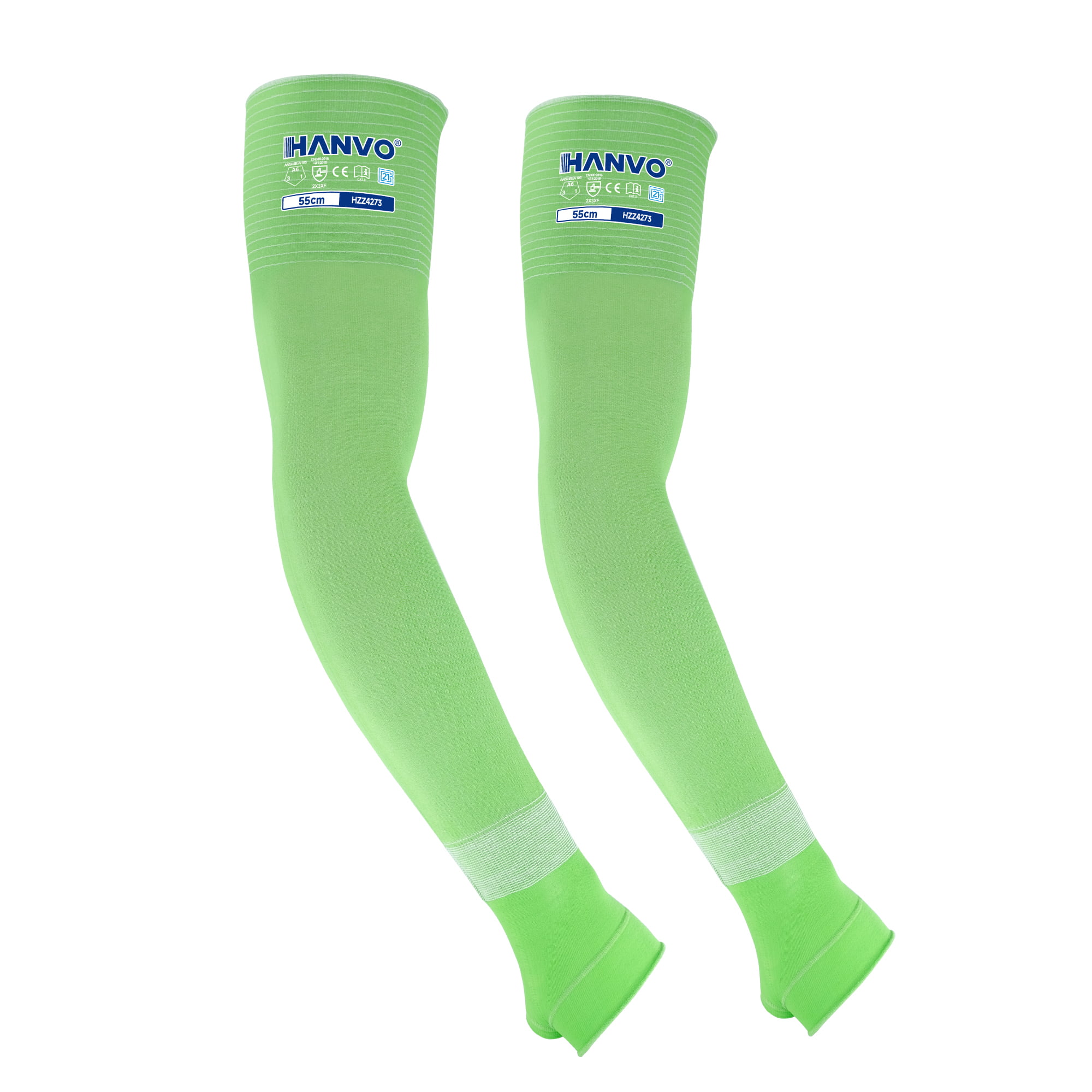 HANVO’s 21‑gauge polyester‑MetalQ‑tungsten cut‑resistant arm sleeve delivers premium ANSI A6 cut‑level F forearm protection while preserving fine dexterity. This 55 cm extended‑length sleeve provides superior forearm coverage for extreme high‑risk tasks. Integrated thumb‑hole prevents sleeve slippage during active movement. Lightweight, breathable knit construction ensures lasting comfort through prolonged wear. This extreme‑risk forearm protective sleeve is ideal for glass handling, metal fabrication, machinery and equipment, facility maintenance and warehousing operations.