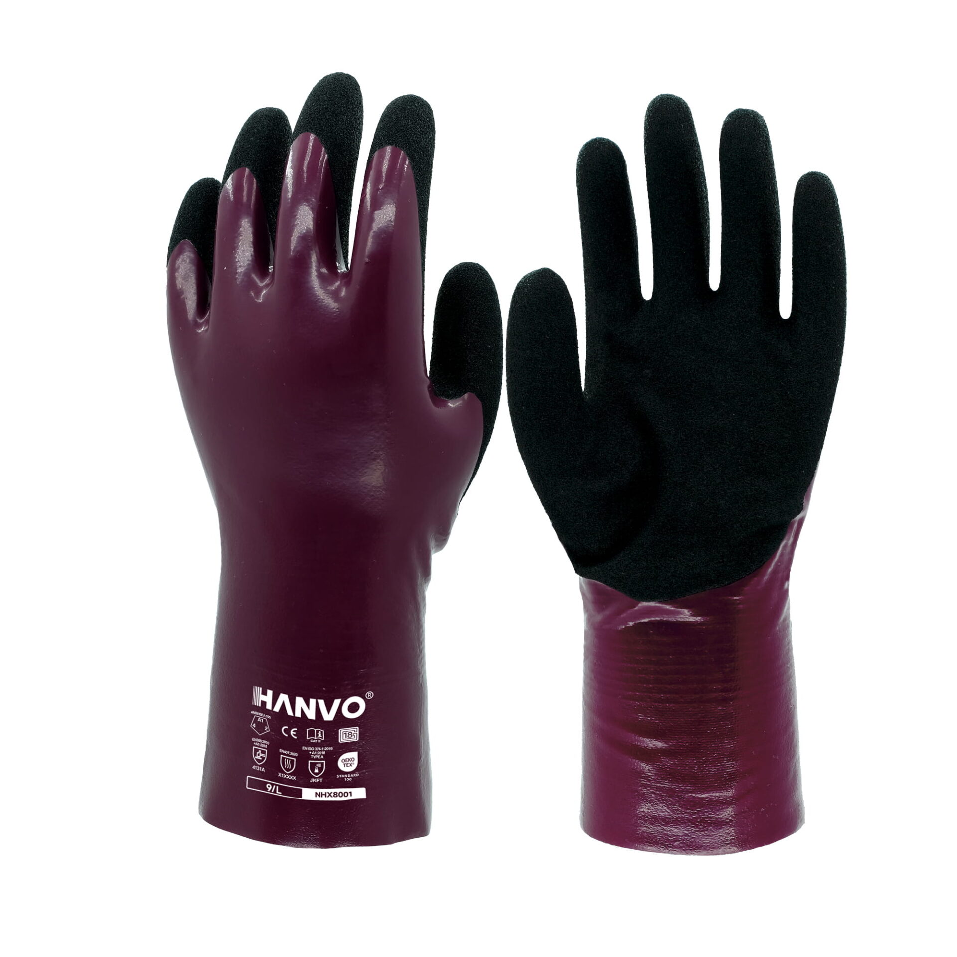 Discover HANVO’s 18-gauge seamless nylon, ANSI A1 & EN388 certified ChemLite palm dipped smooth sandy nitrile entry-level chemical safety glove, basic liquid/oil resistance, cost-effective, touchscreen compatible for general light chemical cleaning, wet goods grabbing and daily industrial maintenance. Ideal for automotive, facility maintenance, machinery equipment, transport warehousing and glass building materials light handling.