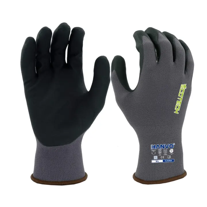 Discover HANVO’s 15-gauge nylon spandex, ANSI A6 & EN388 certified high abrasion resistant foam nitrile coated touchscreen safety glove, with flexible fit, anti-slip texture and long-wearing durability. Ideal for automotive, facility maintenance, machinery and equipment, transport warehousing and glass & building materials operation.