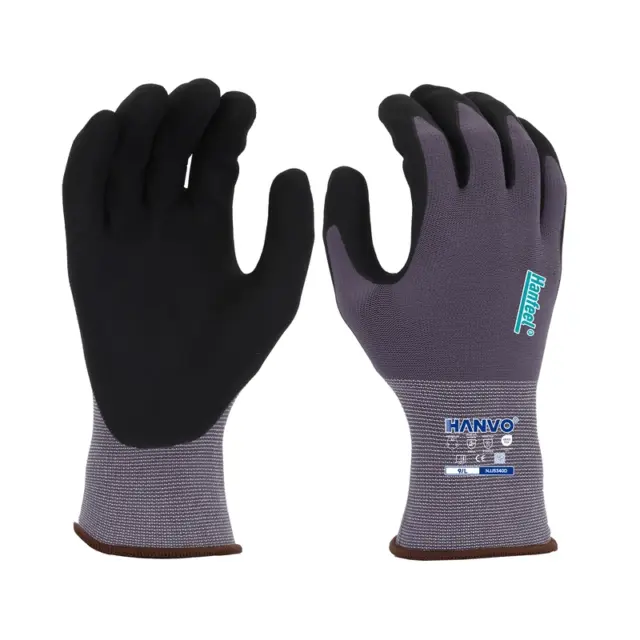 Discover HANVO’s 15-gauge nylon spandex, ANSI A1 & EN388 certified lightweight touchscreen nitrile safety glove, slim flexible, breathable and comfortable for long shift work. Ideal for automotive, facility maintenance, machinery equipment, transport warehousing and glass & building materials operation.