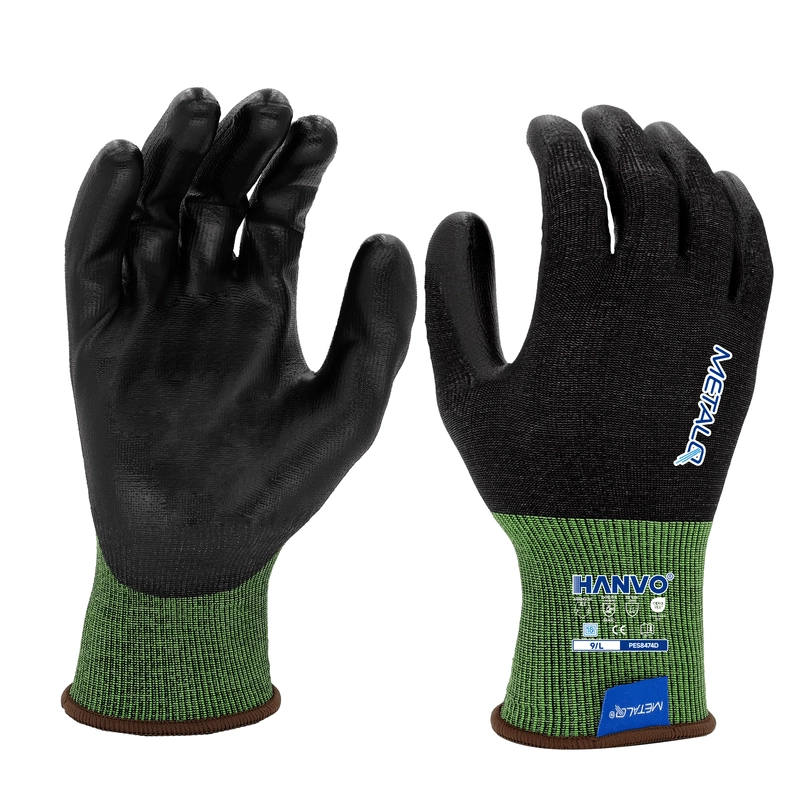HANVO’s 18‑gauge nylon‑MetalQ‑carbon safety glove offers ANSI A3 cut‑C protection and dependable ESD static dissipation. PU palm coating delivers firm dry‑condition grip, touch‑screen compatible liner supports operating devices without glove removal. High dexterity for precision‑focused tasks in electronics workshops, automotive assembly, facility maintenance and warehousing.