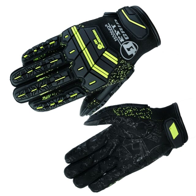 HANVO 18-gauge heavy-duty 360° cut-resistant glove built with lightweight Metal-Q liner, reaching CE Level E & ANSI A5 cut protection for superior safety. Super stretchy yarns with 3D knit construction deliver excellent dexterity and breathability for all-day comfort. 5mm Thermoplastic Rubber (TPR) at the knuckles provides impact release protection; full silicone printing on the palm offers excellent anti-slip grip and long-lasting durability. Ideal for metal fabrication, glass processing, construction, heavy equipment maintenance.