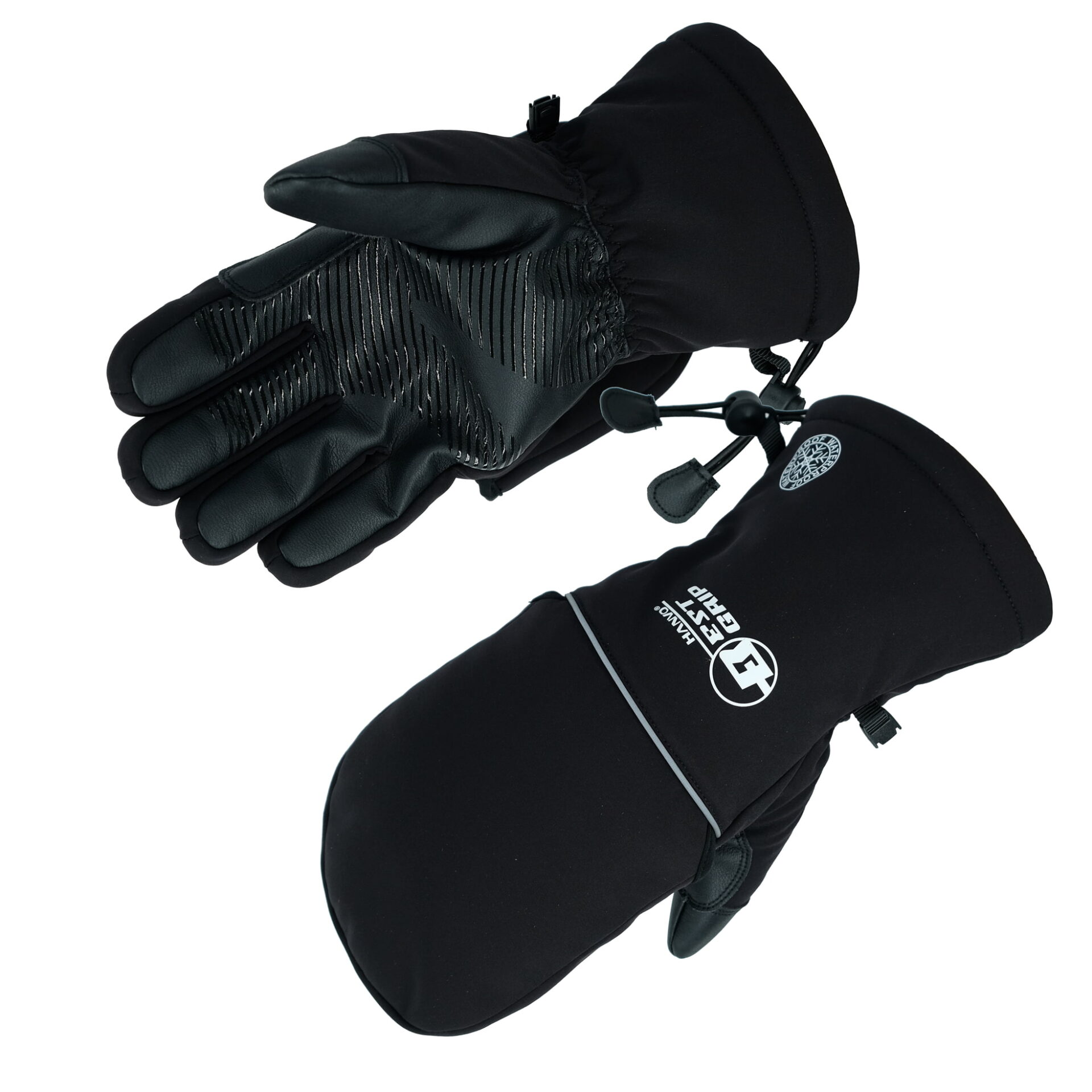 HANVO 18-gauge cold-weather mitten glove with 3M Thinsulate™ 150G & 200G dual insulation, locking in body heat for superior warmth in low-temperature environments. Mitten design delivers extra thermal protection for the entire hand. Soft two-way stretch fabric back with waterproof TPU membrane blocks cold wind; 360° full TPU membrane construction provides complete waterproof protection while remaining breathable. Synthetic leather palm reinforcement with silicone printing offers reliable anti-slip grip and abrasion resistance. Ideal for outdoor winter work, cold storage, snow removal, utility maintenance.