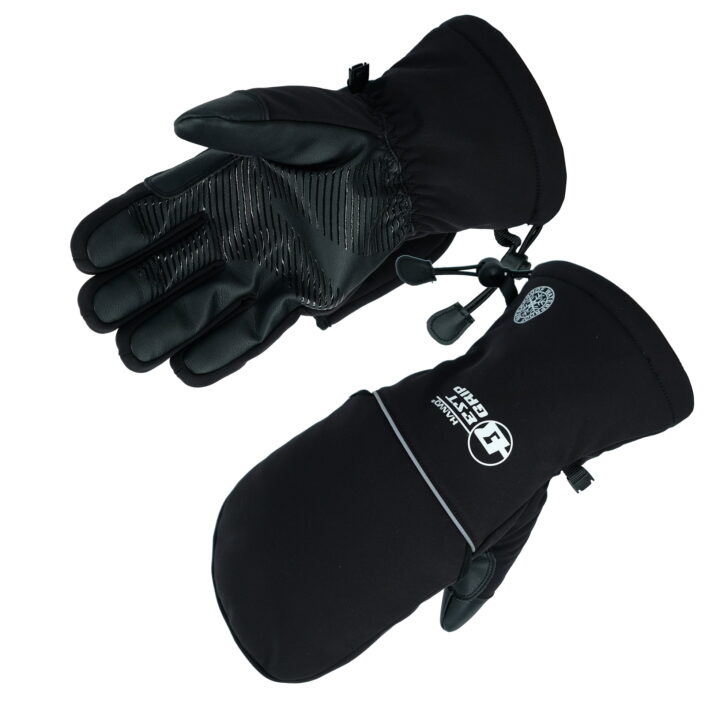 HANVO 18-gauge cold-weather mitten glove with 3M Thinsulate™ 150G & 200G dual insulation, locking in body heat for superior warmth in low-temperature environments. Mitten design delivers extra thermal protection for the entire hand. Soft two-way stretch fabric back with waterproof TPU membrane blocks cold wind; 360° full TPU membrane construction provides complete waterproof protection while remaining breathable. Synthetic leather palm reinforcement with silicone printing offers reliable anti-slip grip and abrasion resistance. Ideal for outdoor winter work, cold storage, snow removal, utility maintenance.