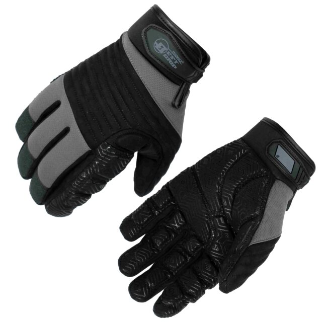 HANVO heavy‑duty impact‑protection work glove. Synthetic‑leather palm with PVC reinforcement delivers EN388 Level 2 abrasion resistance for 1600‑cycle service life. 6 mm thermoplastic‑rubber (TPR) knuckle shield provides hard‑shell impact protection; extra PVC palm reinforcement boosts abrasion durability. 3 mm EVA padding attenuates vibration during power‑tool operation. Hook‑and‑loop adjustable cuff for secure wrist positioning. Ideal for construction, metal fabrication, power‑tool operation, heavy‑duty maintenance, warehousing.